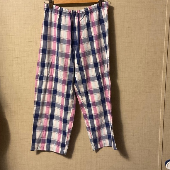 Charter Club Pink and Blue Plaid Track Pants - Picture 1 of 4